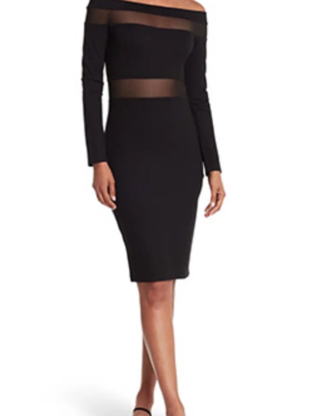 Love By Design Navy Blue Off-Shoulder Long Sleeve Bodycon Dress M